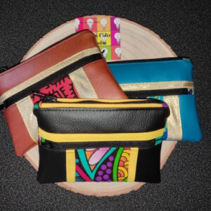 Porte-monnaie en simili cuir et wax