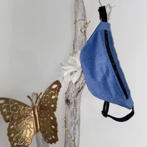 Sac banane en velours et doublure en wax